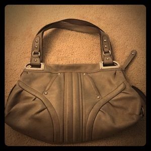 Leather handbag - slouchy grey/beige